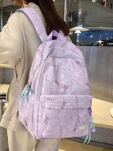 Ранец, сумка через плечо, свежий вместительный и большой рюкзак, для средней школы, в корейском стиле, подходит для подростков, подходит для студента