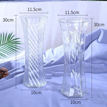 Home Glass Flower Arrangement 2021 Net Red Creative Large Transparent Living Room Flower Lily Decoration Bottle Water Bamboo Hexagon