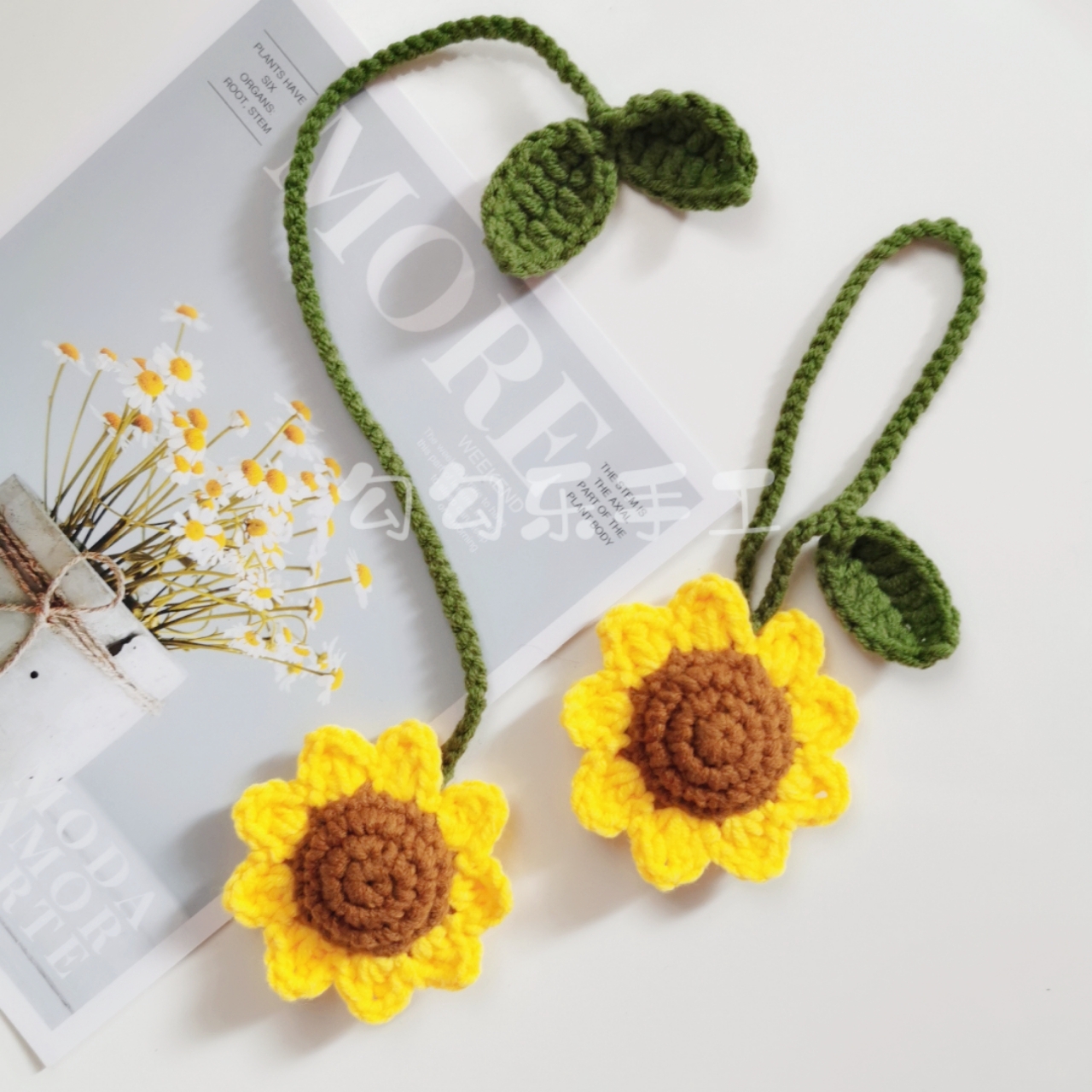 Hook Hook Hand Crochet Hook Wool Thread Woven Sunflower Daisy Hanging Accessories Bookmark Diy Film Material Bag