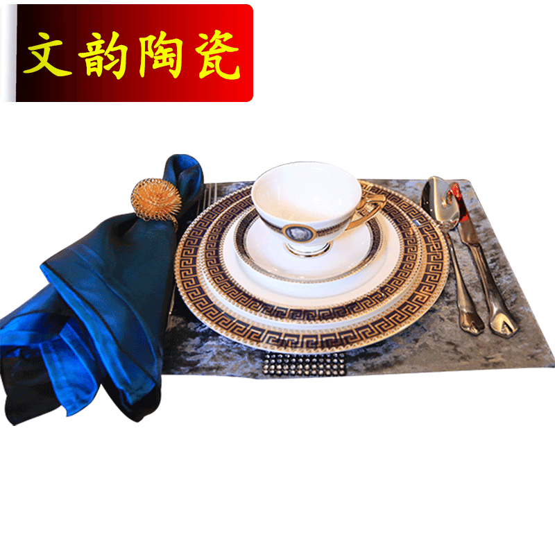Neo-classical European American model restaurant home dining table Western plate tableware tableware knife fork spoon set full set