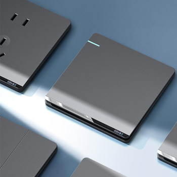 International Electrician Type 86 Household Wall Switch Socket Panel Gray Multi-Port USB Concealed Installation One Switch Five Sockets with Eight Ports