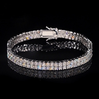 Customized sterling silver super flash D color moissanite tennis chain European and American hip-hop trend full diamond bracelet light luxury and high-end sense