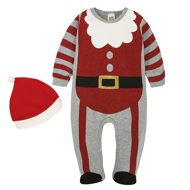 Quần áo Giáng sinh Năm mới cho bé trai và bé gái Trang phục leo núi dài tay Khai thác Onesies dễ thương cho bé + Mũ mặc năm mới áo liền quần hình thú trẻ em