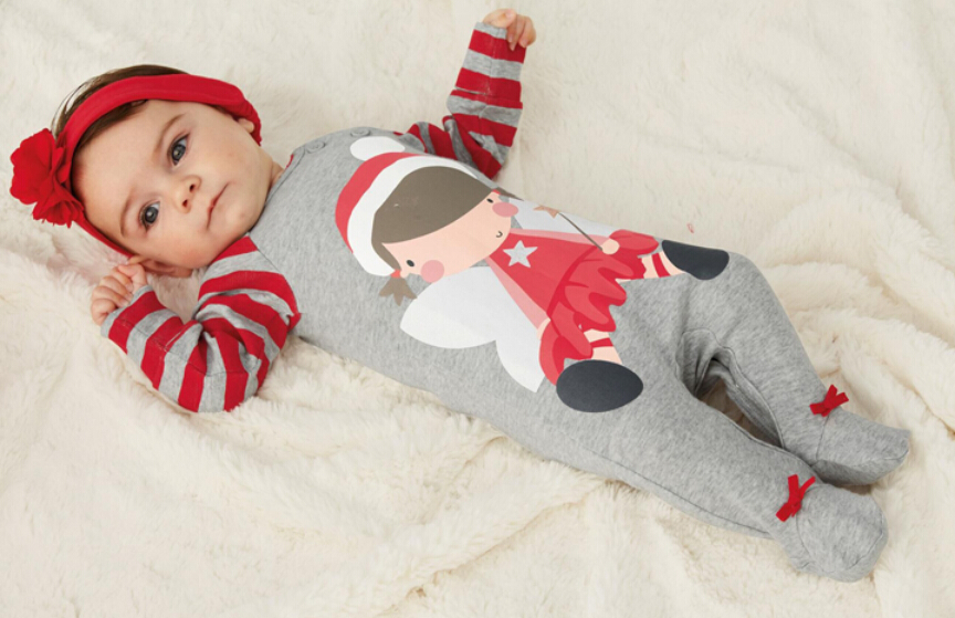 Quần áo Giáng sinh Năm mới cho bé trai và bé gái Trang phục leo núi dài tay Khai thác Onesies dễ thương cho bé + Mũ mặc năm mới áo liền quần hình thú trẻ em