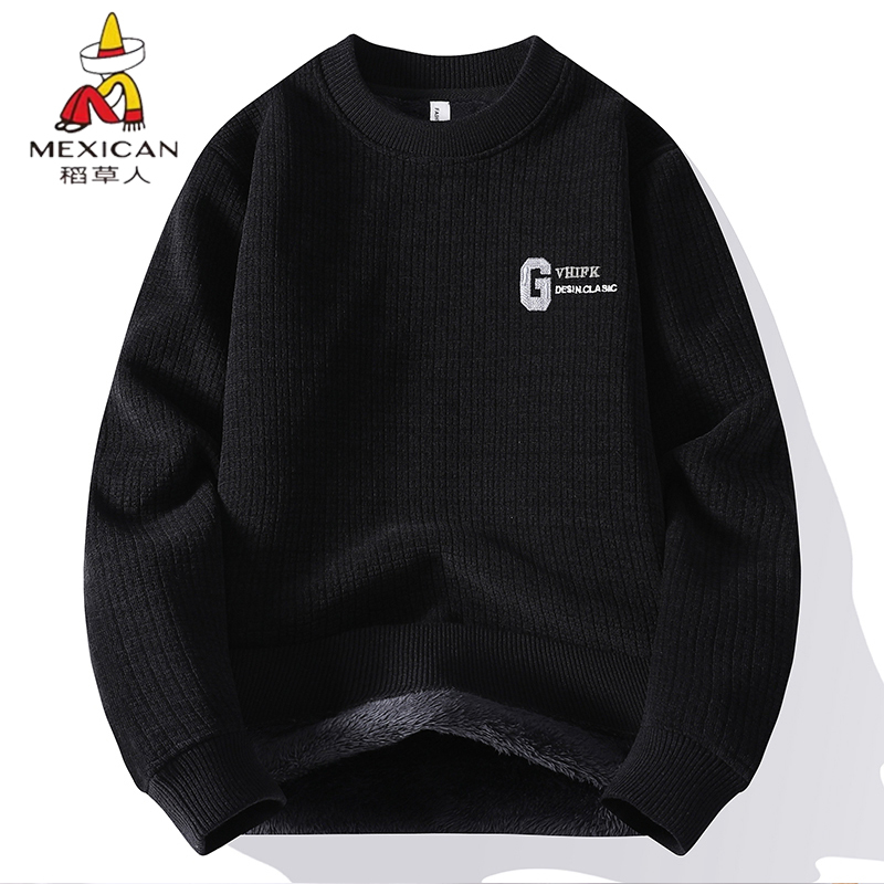 Scarecrow 2025 Autumn/Winter New Men's Loose Round Neck Trendy Embroidered Letter Casual Thickened Sweater Knitwear Scarecrow 2025 Autumn/Winter New Men's Loose Round Neck Trendy Embroidered Letter Casual Thickened Sweater Knitwear