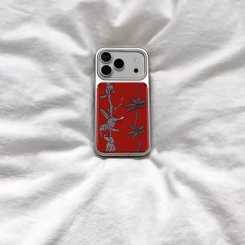 ins Personalized Retro Coconut Tree and Baby Elephant Electroplated Silver Magnetic Phone Case Suitable for Apple Iphone17Promax, 1615Pro, Xiaomi 1415Pro, Huawei Mate60P70, Samsung S23, Anti-Drop ins Personalized Retro Coconut Tree and Baby Elephant Electroplated Silver Magnetic Phone Case Suitable for Apple Iphone17Promax, 1615Pro, Xiaomi 1415Pro, Huawei Mate60P70, Samsung S23, Anti-Drop