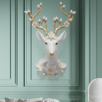 Light luxury model room villa living room background wall decoration creative large animal head deer head wall pendant lucky
