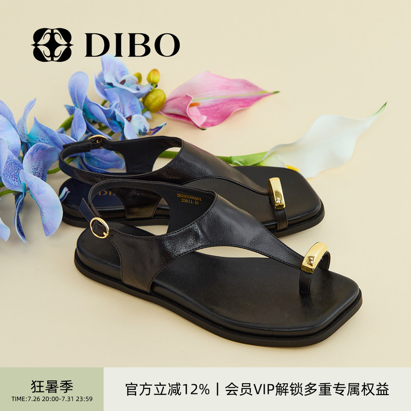 Dibo Tellurium Platinum Black Thong Sandals 2026 Summer New French Resort Style Flat Beach Sandals for Women Dibo Tellurium Platinum Black Thong Sandals 2026 Summer New French Resort Style Flat Beach Sandals for Women