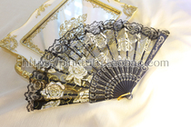 Japanese Lolita Lolita Black White Transparent Golden Lace Retro with Ocean Lo Dress Fan Fan
