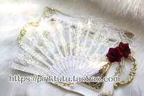 Golden Rose Lolita Photo Tools Fan Flowers Flowers Dance Fan Eurocean Retro Co-opulent