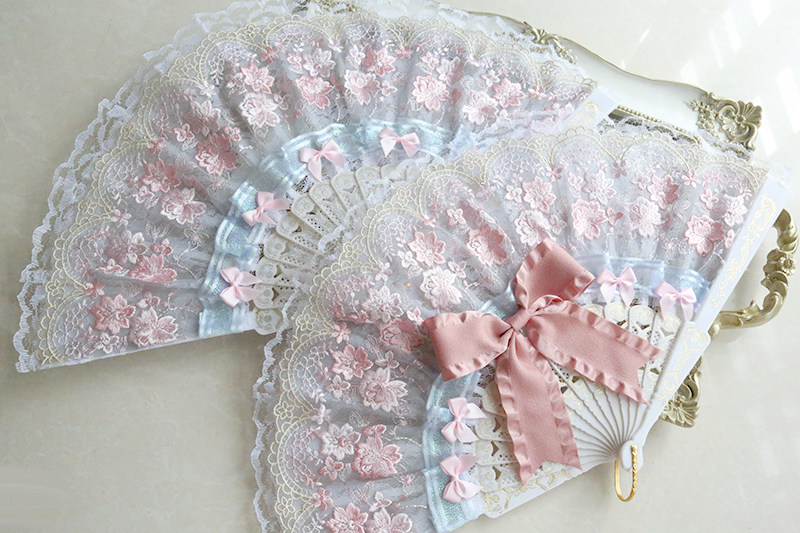 Lolita photographs folding fan gorgeous lace dance fan European style of the kung girl butterfly knot princess cherry tea