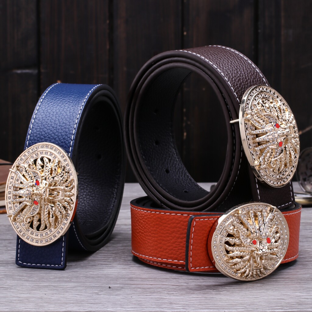 Belt Man Genuine Leather Smooth Buckle Hair Stylist Fast Hand Internet Red People Same Social Spirit Little Guys Pants Belt Tide