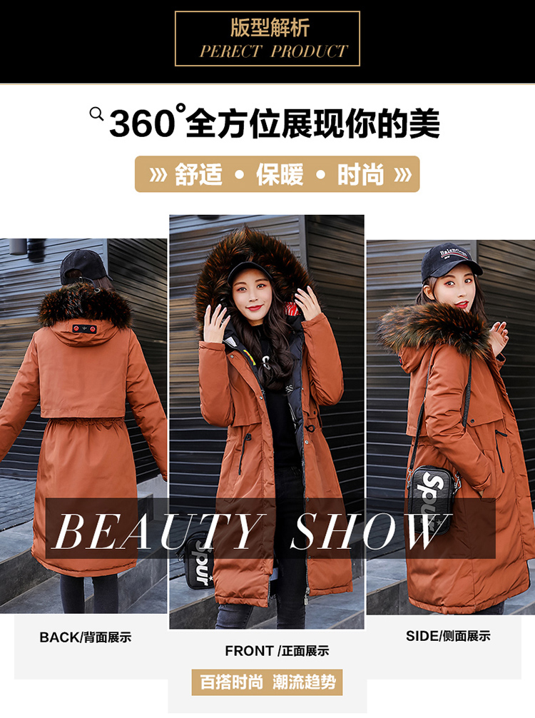 Áo khoác cotton mùa đông 2018 mới dành cho nữ dài phiên bản Hàn Quốc của áo cổ lông dày thon gọn xuống đệm bông mặc hai bên áo phao nữ cao cấp
