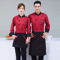 Chef suit Long sleeve Executive chef kitchen clothes Restaurant Western mens hotel chef overalls Autumn and winter new