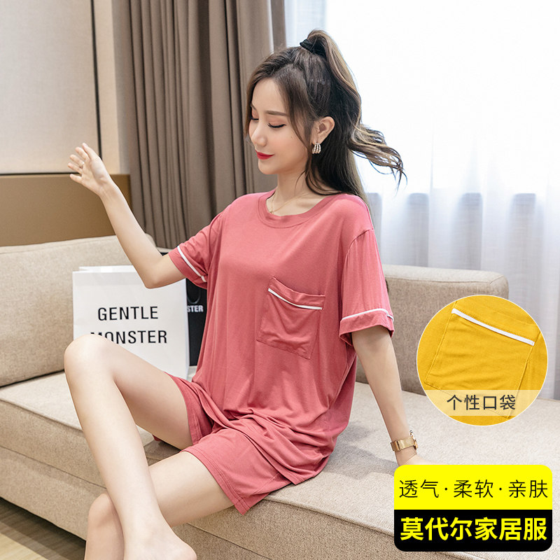 2022 new thin models Modale sleepwear women suit loose large size home clothes shorts short sleeve T-shirt Two sets