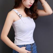 Small camisole vest ladies summer knitting short base shirt black and white outside wearing sexy Korean students