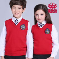 Childrens vest wearing foreign-style primary and secondary school students knitted cardigan thin mens and womens spring and autumn winter wool vest