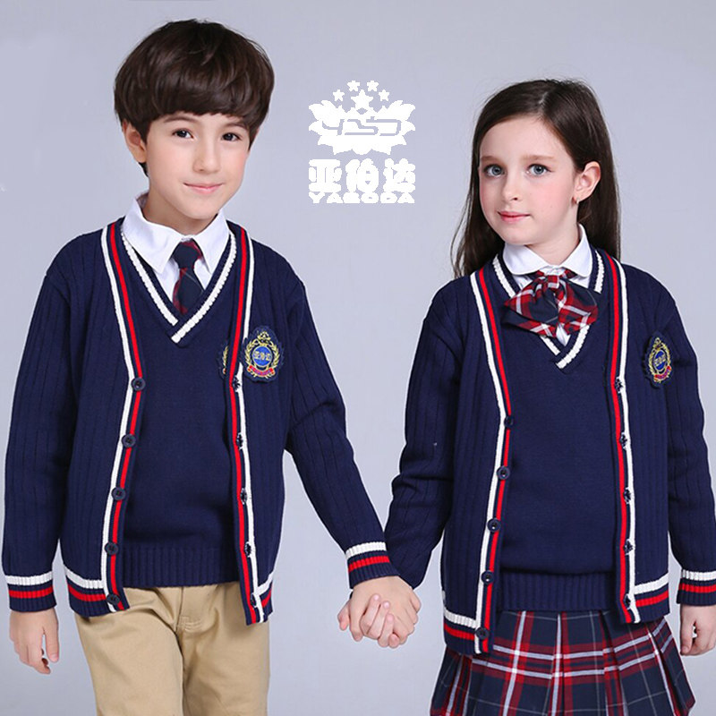 Pure cotton all-match children's sweater cardigan big children middle children children boys and girls coat tops all-match knitted students