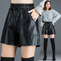 Leather Shorts Woman High Waist Outwear Big Code Boots Pu Leather Pants Spring Autumn Money Big Code Loose Casual Pants Trend Fashion Winter