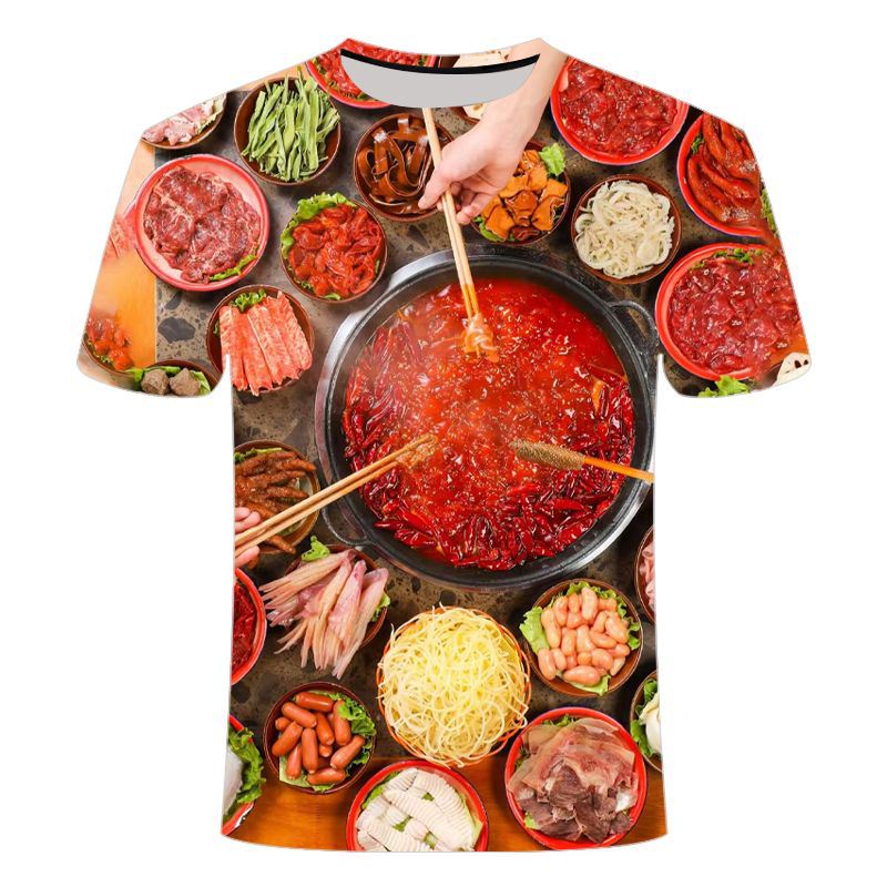 2025 Summer Hot Pot Beef Series 3D Digital Print T-Shirt Personalized Round Neck Short Sleeve for Teenagers, Unisex 2025 Summer Hot Pot Beef Series 3D Digital Print T-Shirt Personalized Round Neck Short Sleeve for Teenagers, Unisex