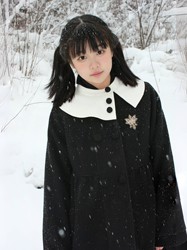 Summer and wind chime first snow choir original design double breasted cape coat woolen coat winter lolita