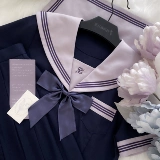 Летние и ветровые звонки копченые и цветущие вишни, фиолетовый воротник Три оригинальных однородных японских моряков с короткими рукавами с длинными рукавами с длинными рукавами