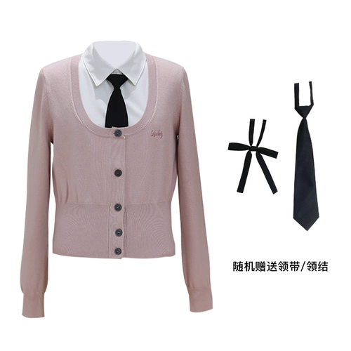 Японская корейская приталенная студенческая юбка в складку, корсет, кардиган, комплект