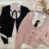 Японская корейская приталенная студенческая юбка в складку, корсет, кардиган, комплект