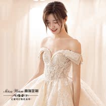 2021 new bride trailing word shoulder forest super fairy dream wedding dress luxury lace custom ceremony main wedding dress