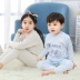 Cổ áo trẻ em quần mùa thu 5-6 tuổi bé trai và bé gái áo len cotton 1-2-3 màu bé cotton khóa vai đồ lót nhiệt đồ bộ cho bé trai Quần áo lót