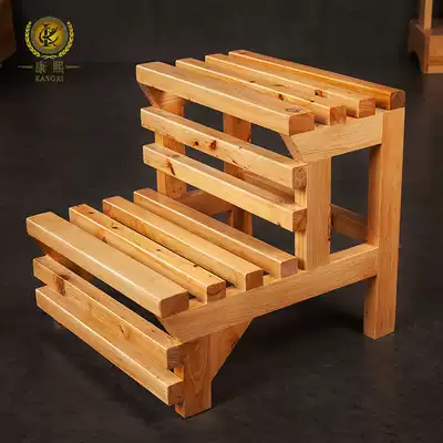 Kangxi cedar step stool shoe stool Step non-slip footstool stool Double-layer ladder stool bench Solid wood shoe stool