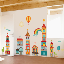 Nursery Decor Wall Sticker Kindergarten Wallpaper Self Adhesive Wallpaper Background Wall Culture Wall Sticker Cartoon Castle