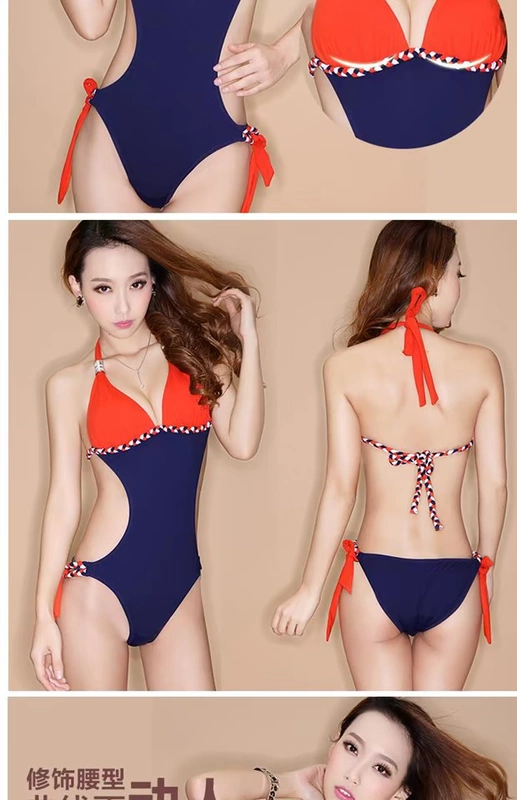 Áo tắm bikini gợi cảm phụ nữ trắng ngực nhỏ gom lại khoe eo thon và lộ bụng tam giác áo tắm một mảnh suối nước nóng - Bộ đồ bơi One Piece