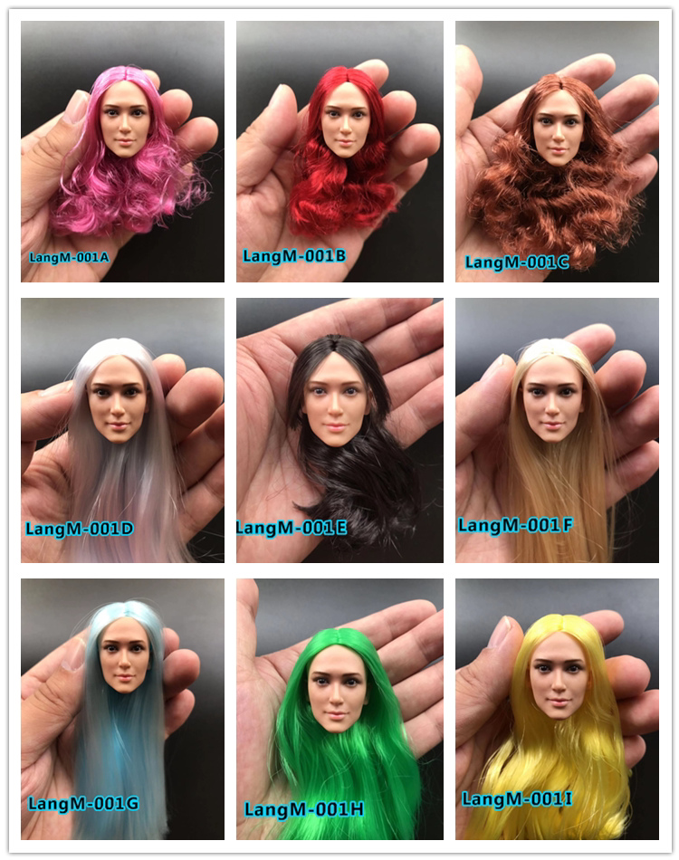 LangM-001 Soldier Head Carved Female Soldier 1 6 Asian Beautiful Head Can Switch Hair Spot