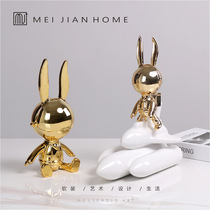 Creative Space Rabbit Internet Celebrity Cartoon Ornament Astronaut Living Room Desktop Childrens Room Model Room Entrance Decoration