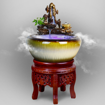 Jingdezhen ceramic fish tank Living room small desktop water fountain Household fish basin goldfish tank humidifier landscaping