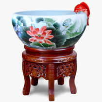 Household Jingdezhen ceramic fish tank porcelain tank water tank circulating water filter oxygenated living room goldfish tank turtle tank