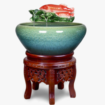 Jingdezhen ceramic fish tank Living room Balcony Office Floor-to-ceiling household circulating water Lucky courtyard Large goldfish basin