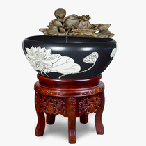 Jingdezhen ceramic fish tank circulating water balcony aquarium Living room floor-to-ceiling household goldfish tank fish basin ornaments