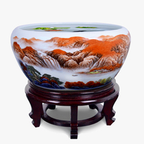 Jingdezhen living room ceramic fish tank fish pot small desktop ornaments gold fish tank turtle tank water lily lotus pot