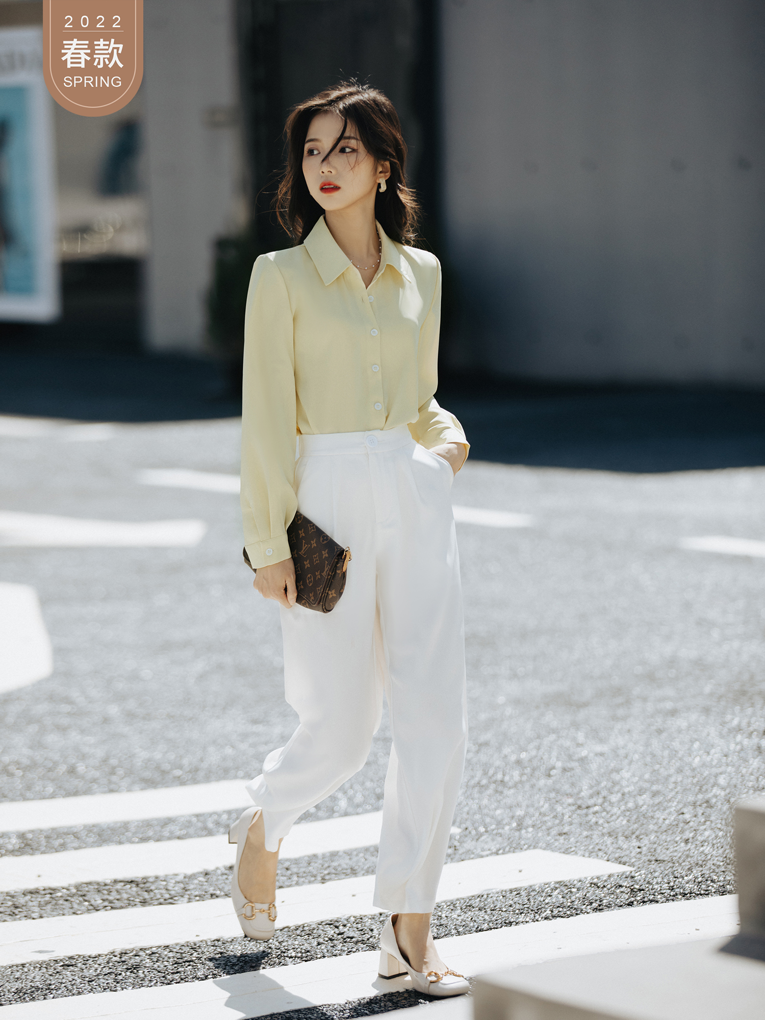 Lacquer quantity One cut sub long pants woman Summer thin section white snow spinning loose casual pants with high broadlegged pants 0413