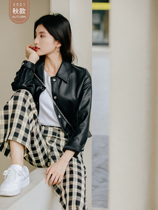 Seven Volume One cut small fashion Joker plaid straight pants split casual 2021 Autumn New 0476