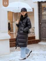 Seven volume a cut small man black light long windproof warm small stand collar loose down jacket coat women 1029