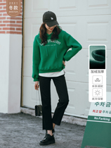 Seven Volume One cut small man age age green embroidery letter plus velvet thick long sleeve warm hooded sweater female 1577