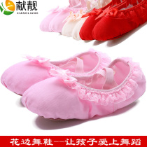 Childrens dance training shoes soft bottom womens lace-free dance shoes girls dance shoes toddlers cat claw shoes shape shoes