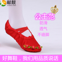 Childrens dance shoes womens Ballet Shoes lace bow soft bottom practice shoes girls cats claw shoes performance dance shoes