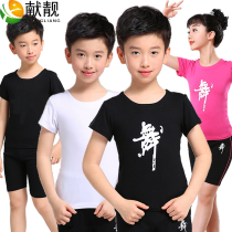 Xiang boys Latin practice clothes shirt summer half sleeves Latin dance clothes T-shirt dance clothes round neck short sleeves