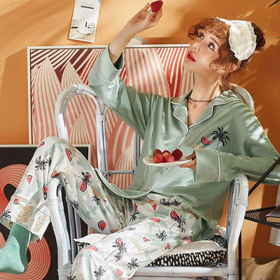 甜美可爱纯棉开衫睡衣套装