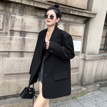 Small Suit Jacket Woman Black Advanced Sensation Small Crowd Early Fall New Korean Version Loose Temperament Casual West Suit Jacket