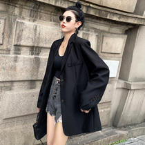 Advanced Senses Black Suit Jacket Women Fashion Fried Street 2022 Early Spring Fall New Korean Version Small Crowd Casual West Suit